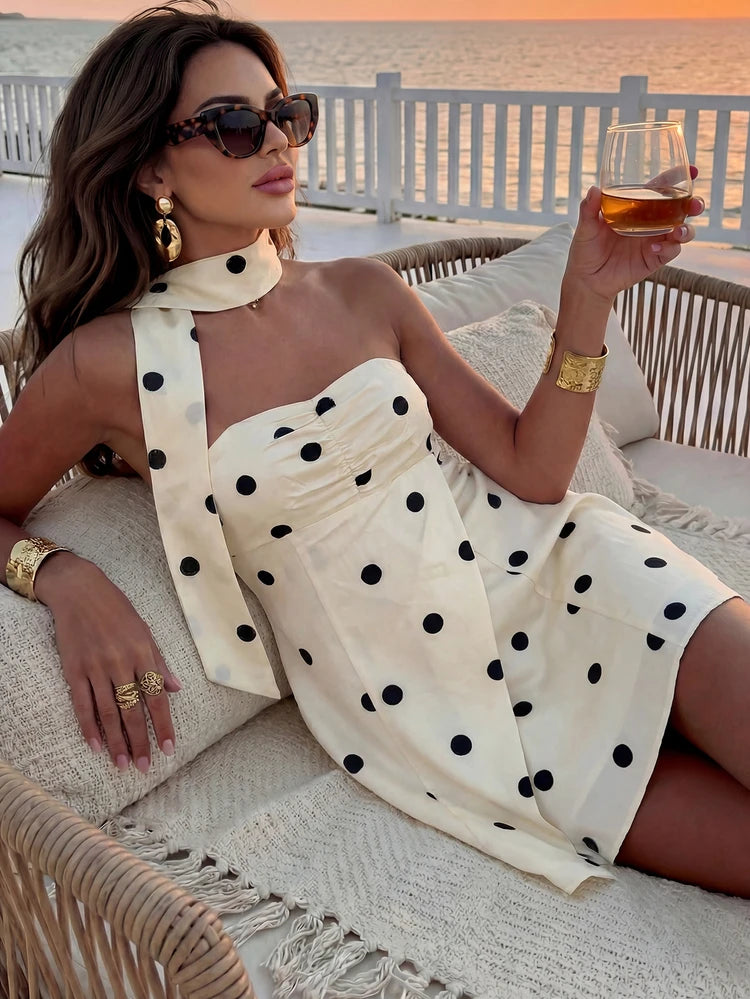 Dolce Polka Dot Mini Jurk – Multifunctioneel Sjaaltje & Zomerse Flair | Becker's Amsterdam