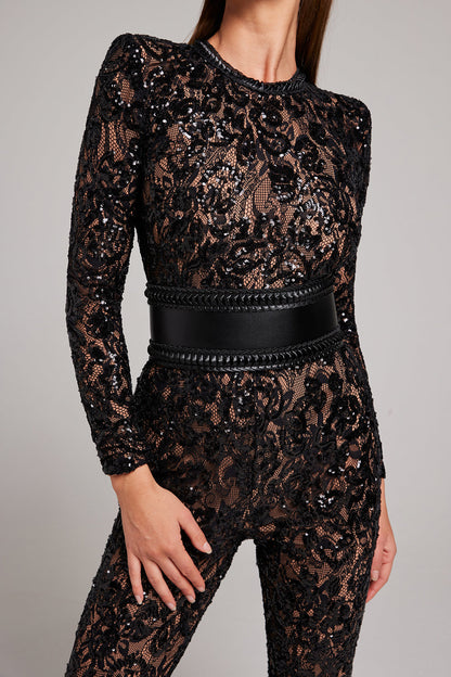 Valentina Lace & Sequin Jumpsuit - Elegant Long Sleeve Jumpsuit with a touch of Glamor | Becker’s Amsterdam