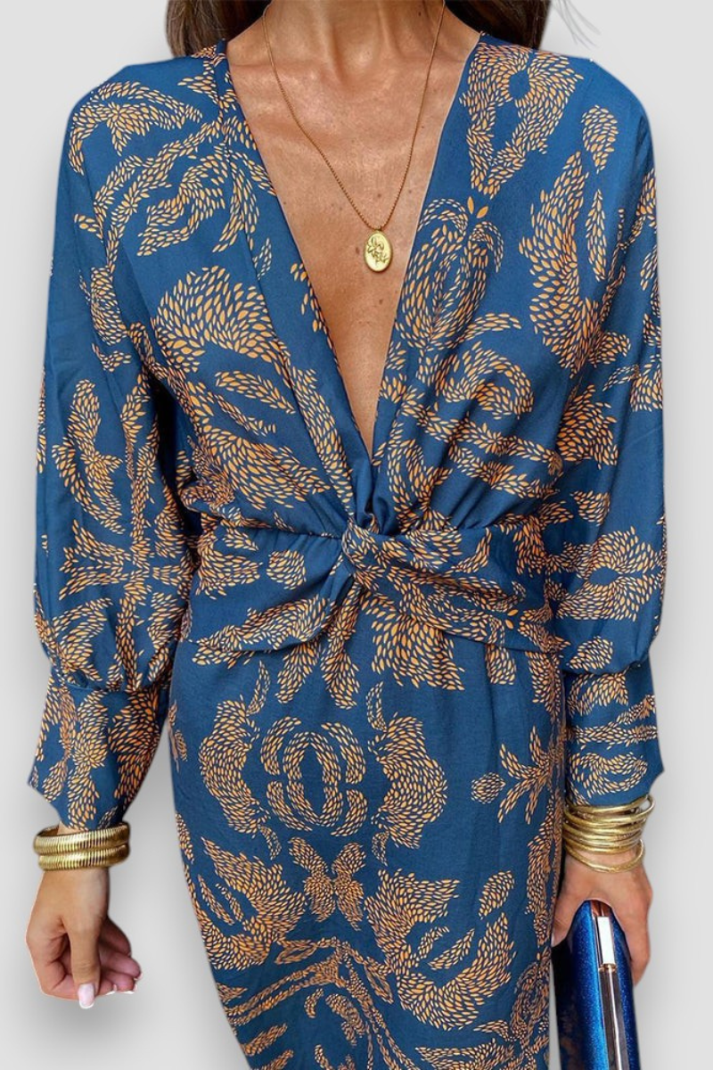 Oksana Midikleid mit Blumendruck und Twist-Detail – elegant und feminin | Beckers Amsterdam