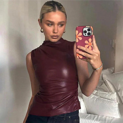Xenia Vegan Leather Top™ – Luxury Vegan Leather Women's Top | Becker's Amsterdam