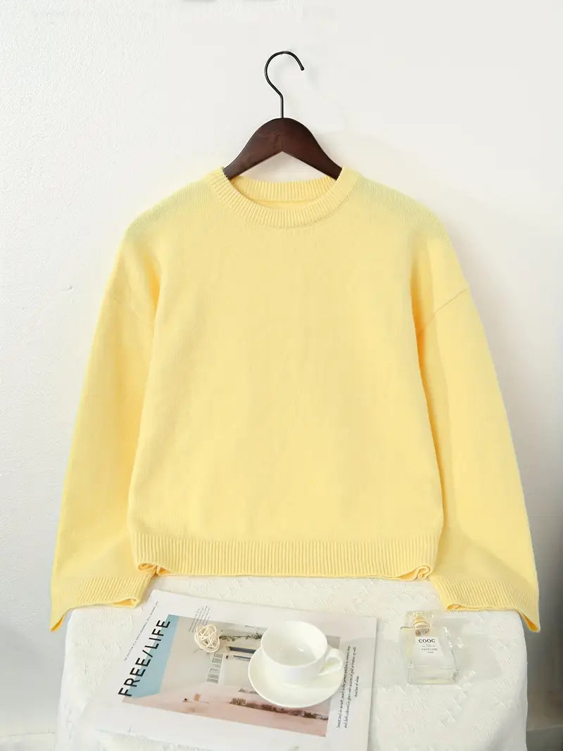 Ivy Warmer Strickpullover – Weicher, warmer gelber Damenpullover | Komfort mit luxuriöser Strickoptik