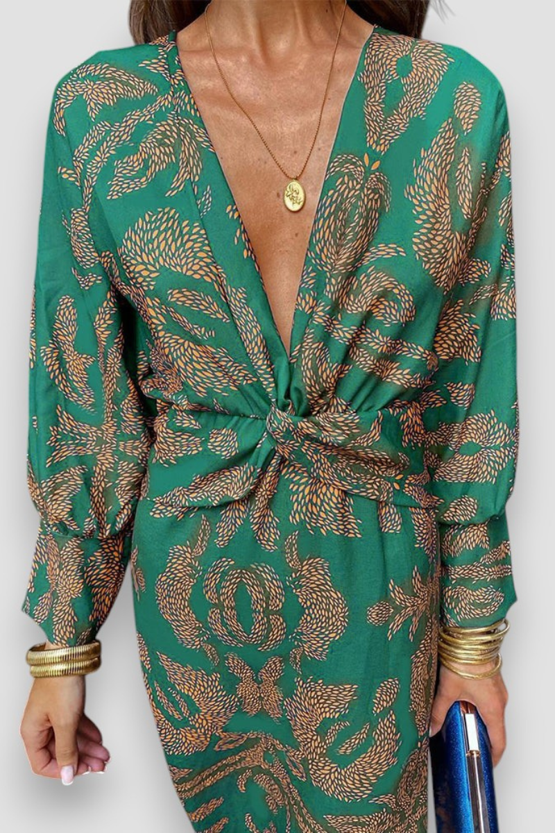 Oksana Midikleid mit Blumendruck und Twist-Detail – elegant und feminin | Beckers Amsterdam