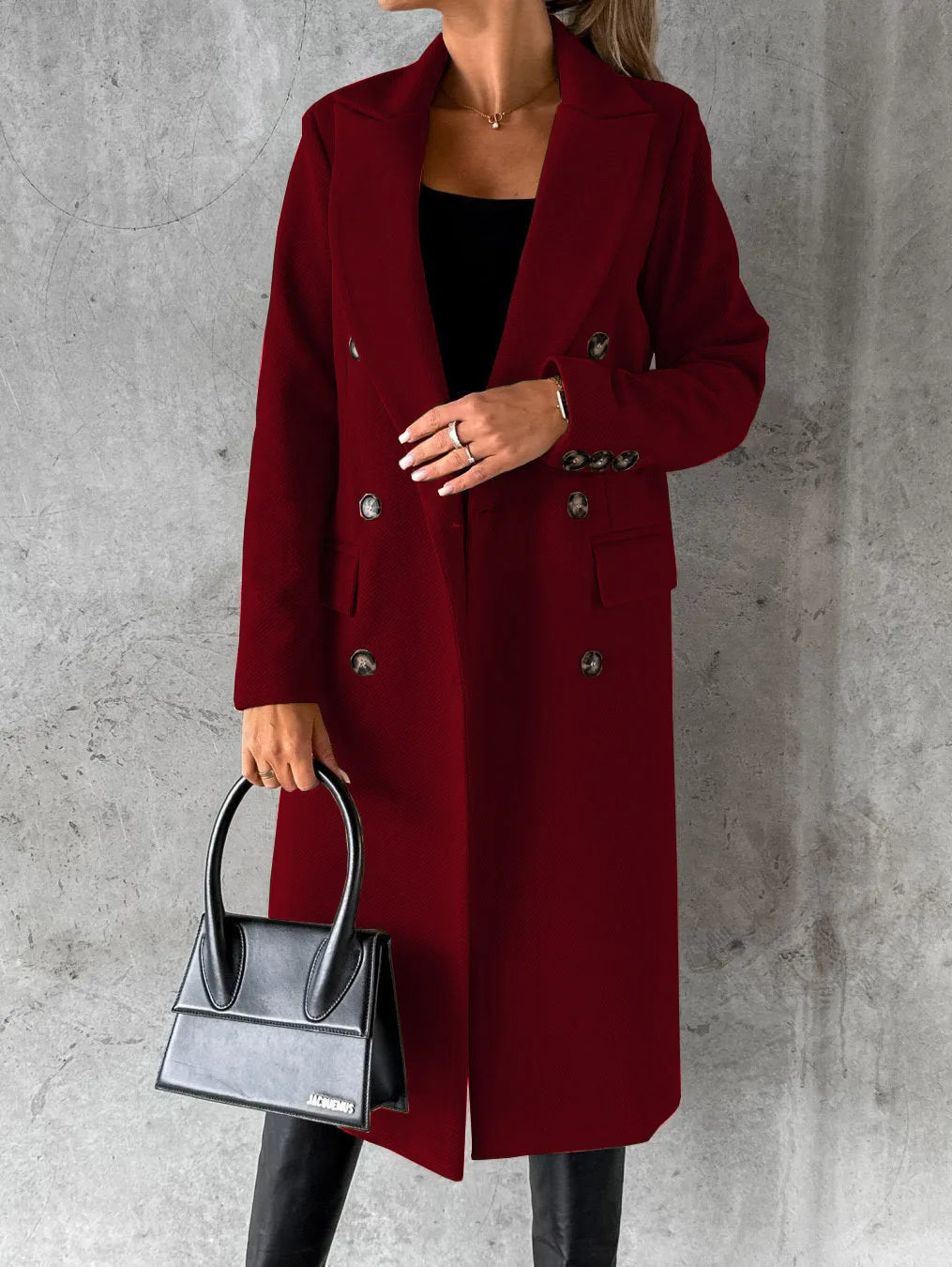 Urban Elegance Button-Up Coat – Long Women's Coat with Classic Buttons &amp; Modern Cut