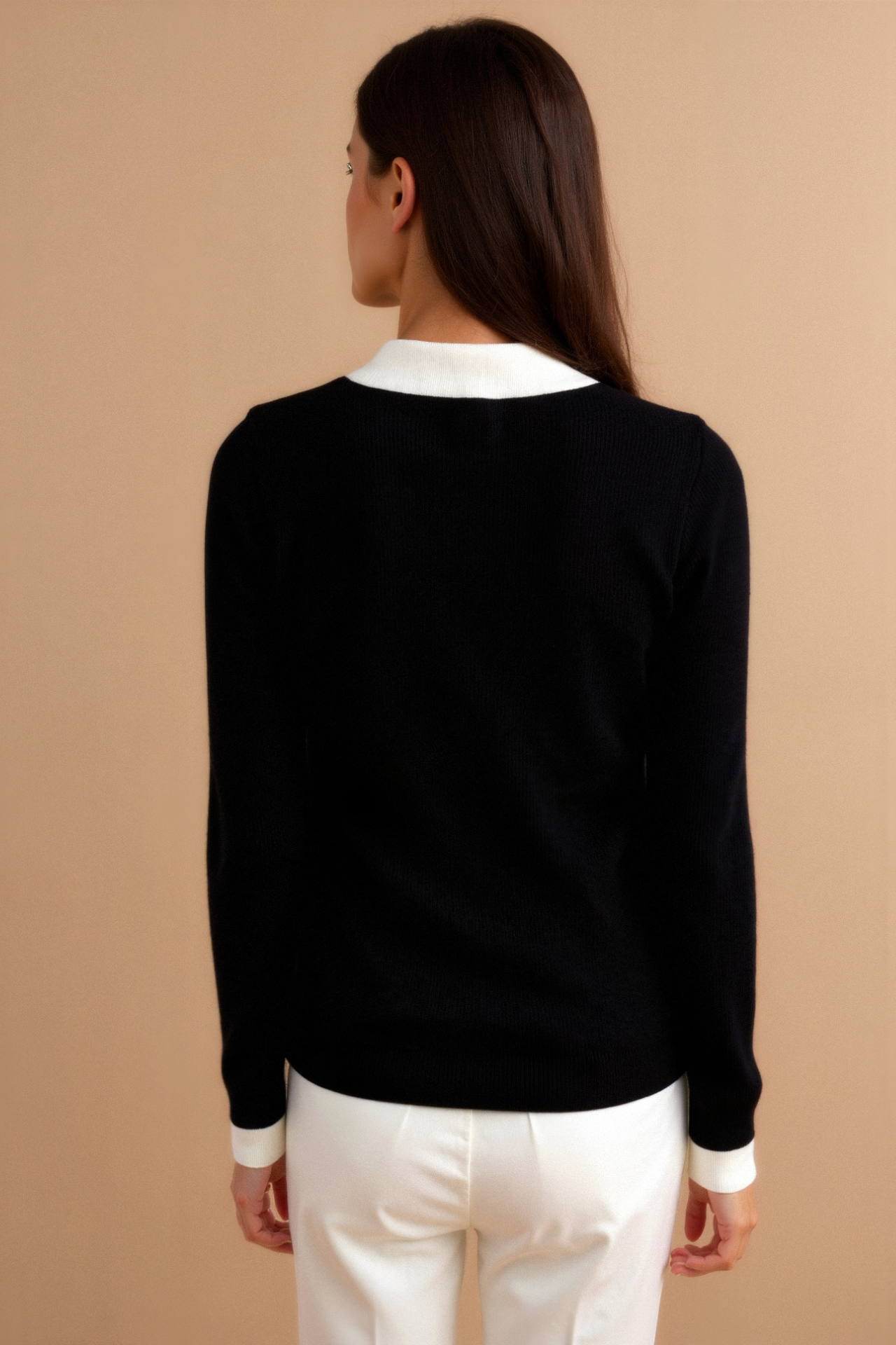 Calira Long Sleeve Polo Women - Kontrastkrage Modern Chic | Beckers Amsterdam