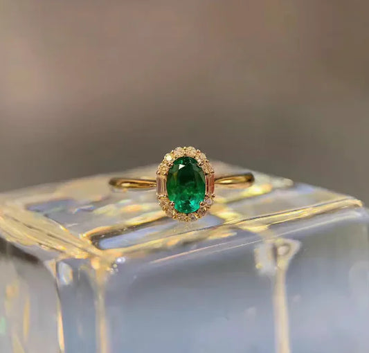 Becker's Amsterdam™ - Silverfärgad Guldpläterad Turmalin Smaragd Ring