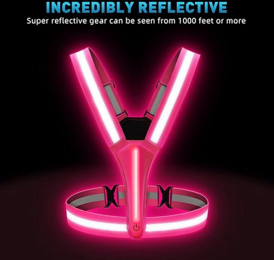 GlowRun Vest™ – LED Running Vest Women Pink | Reflective & Rechargeable