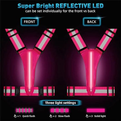 Veilig hardlopen in stijl – GlowRun Vest™ voor dames, one size, roze LED