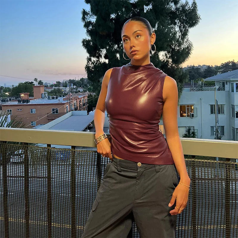 Xenia Vegan Leather Top™ – Luxury Vegan Leather Women's Top | Becker's Amsterdam