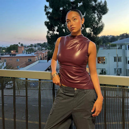 Xenia Vegan Leather Top™ – Luxury Vegan Leather Women's Top | Becker's Amsterdam