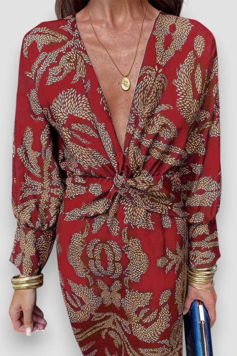 Oksana Midikleid mit Blumendruck und Twist-Detail – elegant und feminin | Beckers Amsterdam