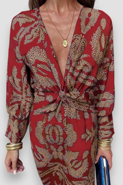 Oksana Midikleid mit Blumendruck und Twist-Detail – elegant und feminin | Beckers Amsterdam