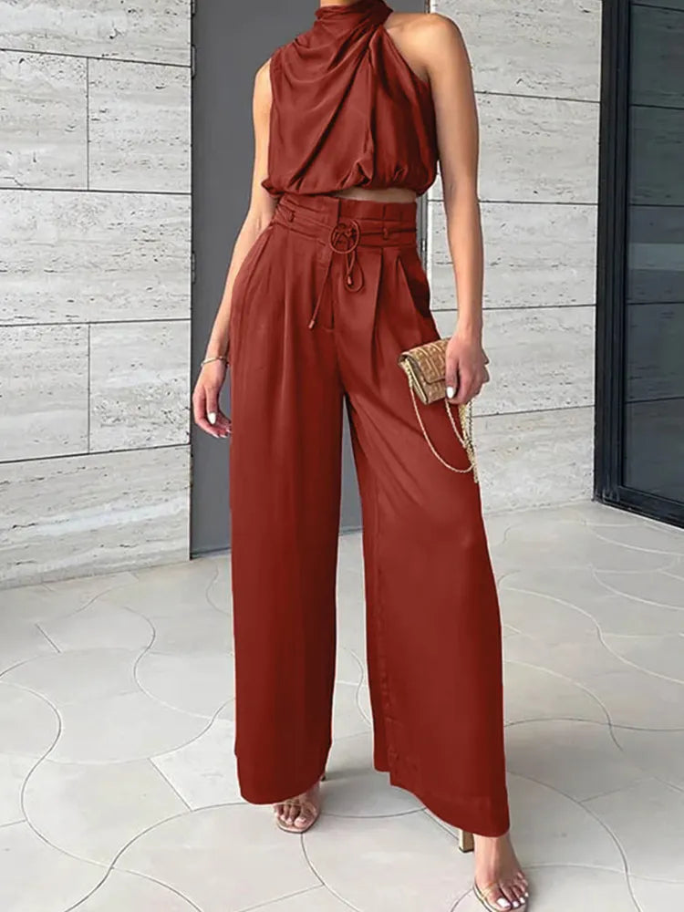 Urban Muse Co-ord™ – Trendy Women's Halter Top &amp; Wide-Leg Pants Set | Becker's Amsterdam