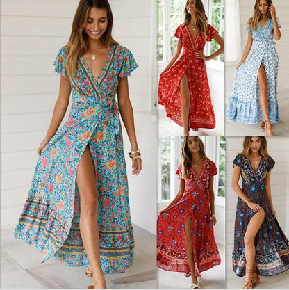 Becker's Amsterdam™ - Ibiza Zomerse Lange Bloemen Motief Jurk