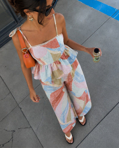 Pastel Breeze Set — Zomerse Peplum Top & Palazzo Broek | Becker's Amsterdam