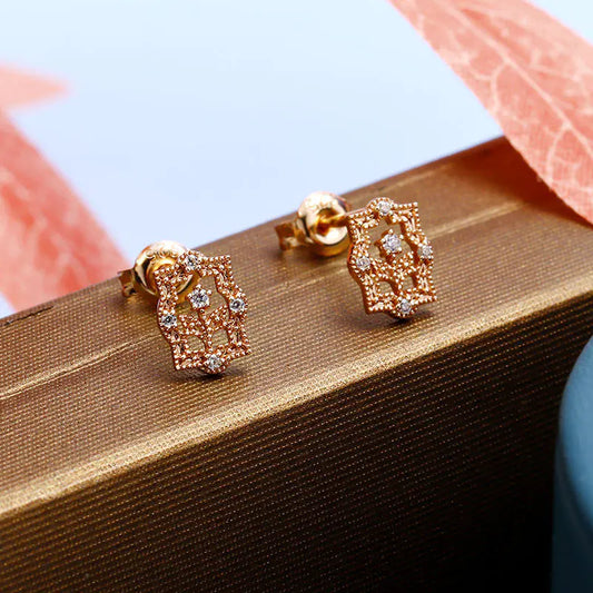 Retro Rozegouden Zirconia Earrings - Elegant & Glorusous | Becker's Amsterdam