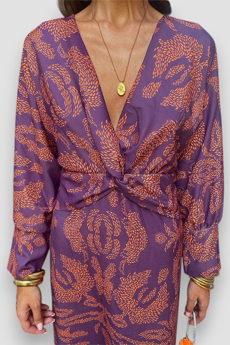 Oksana Midikleid mit Blumendruck und Twist-Detail – elegant und feminin | Beckers Amsterdam