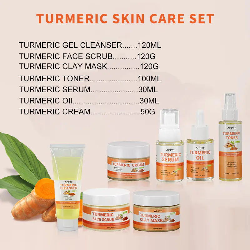 Korean Turmeric Skincare Set: Toner, Cream, Serum &amp; Scrub | Appti™