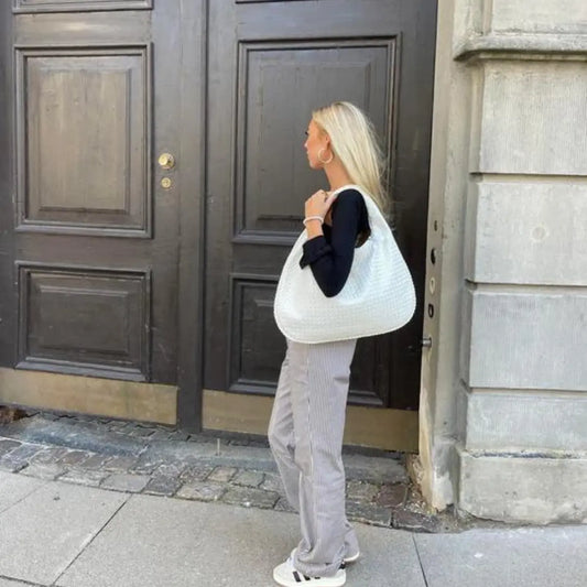 Becker's Amsterdam™ - Kopenhagen Geribbelde Witte Handtas - Ribbed White Handbag