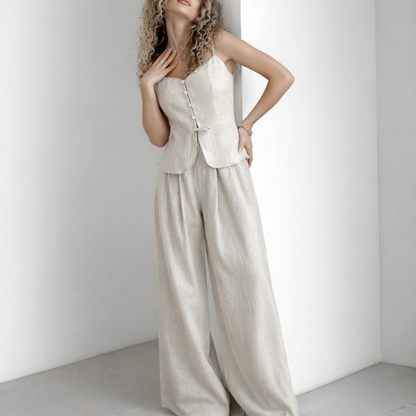 Lexy Beige Set – elegantní vesta a pohodlné kalhoty | Beckerův Amsterdam