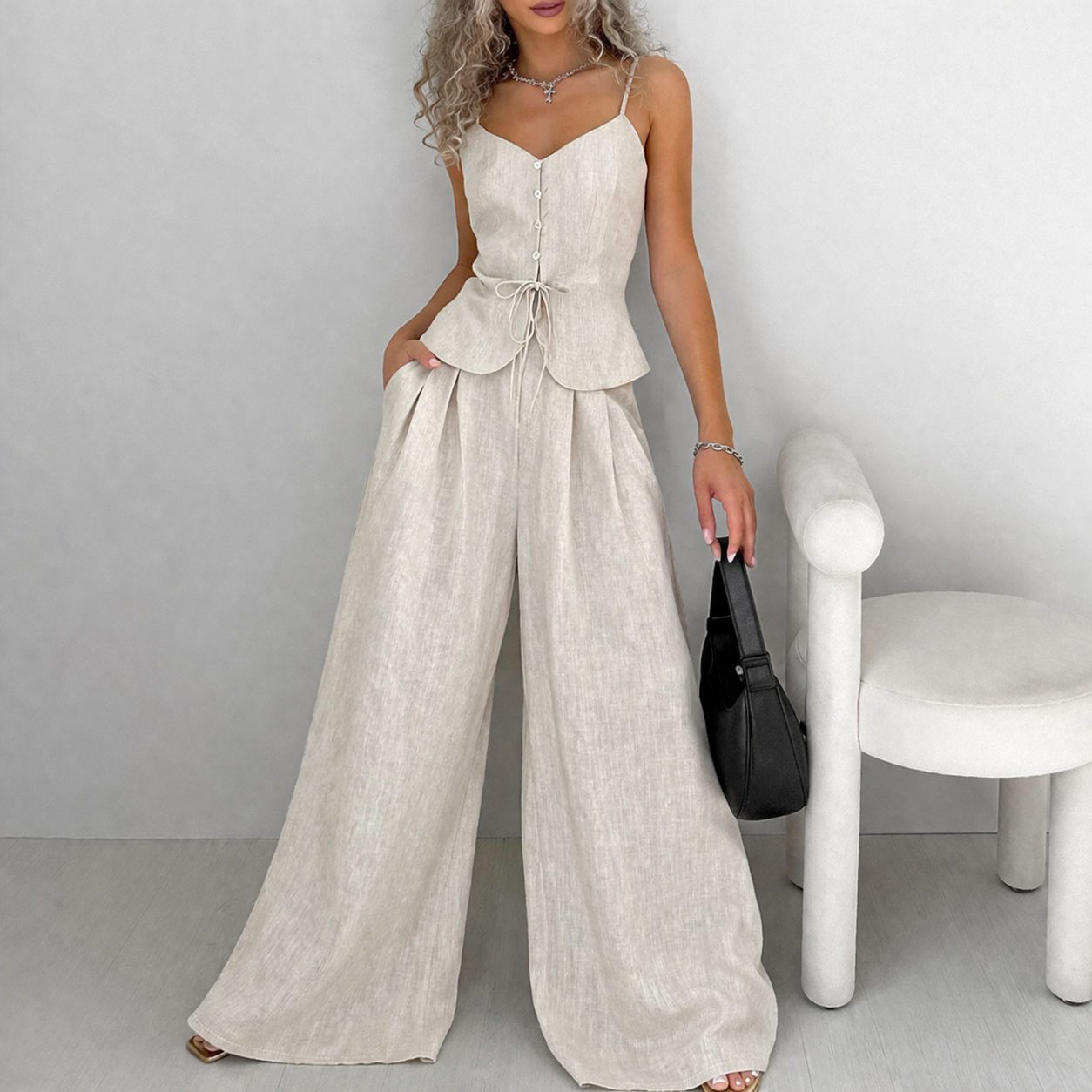 Lexy Beige Set – elegantní vesta a pohodlné kalhoty | Beckerův Amsterdam