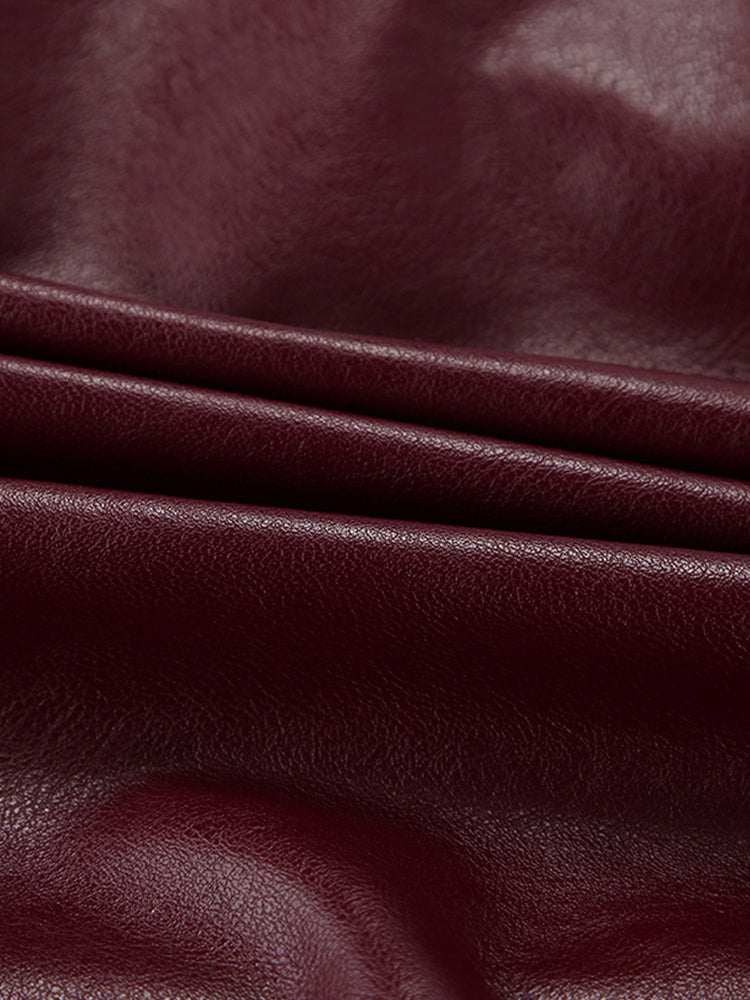 Kaia Mahagoni Kunstlederjacke – Luxuriöse Damenjacke in Mahagonirot | Elegantes Design