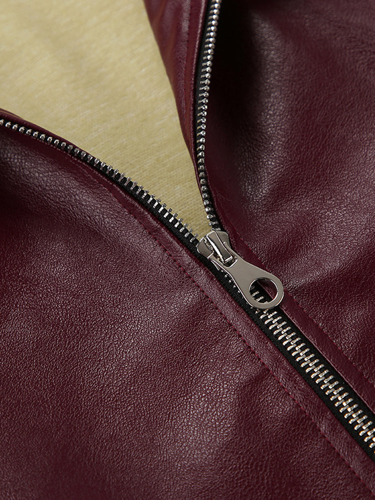 Kaia Mahagoni Kunstlederjacke – Luxuriöse Damenjacke in Mahagonirot | Elegantes Design