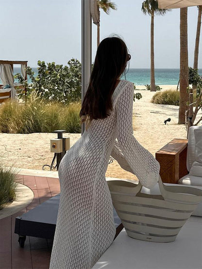Cassia Crochet cravatta Maxi - Maxi abito all'uncinetto con v -Ceck & Strikdetail | Becker Amsterdam