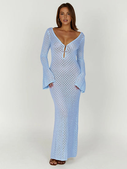 Cassia Crochet cravatta Maxi - Maxi abito all'uncinetto con v -Ceck & Strikdetail | Becker Amsterdam
