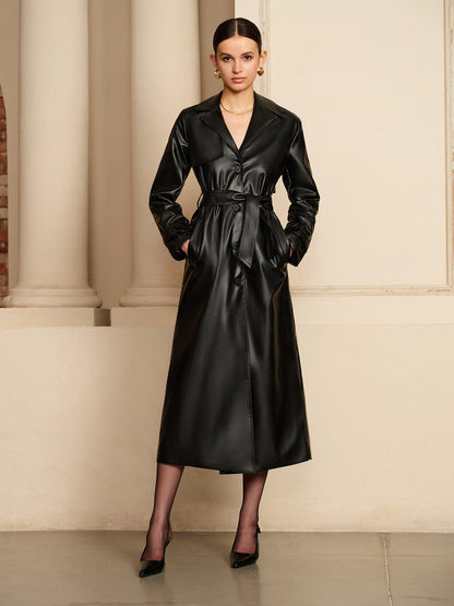 Trench-coat en cuir de luxe Livana | Trench en cuir pour femme – Intemporel et élégant