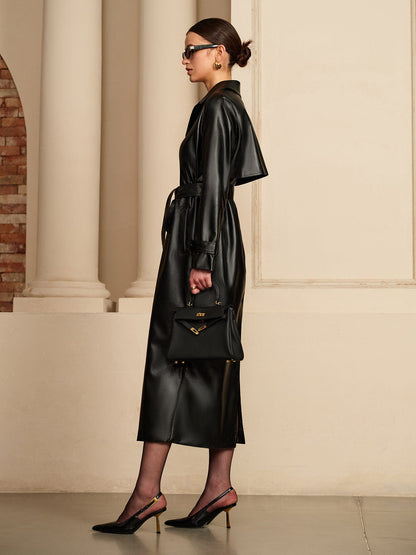 Trench-coat en cuir de luxe Livana | Trench en cuir pour femme – Intemporel et élégant