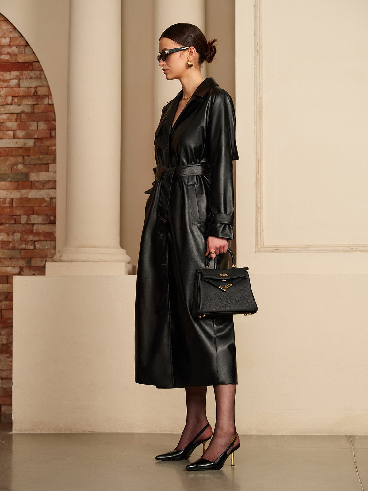 Trench-coat en cuir de luxe Livana | Trench en cuir pour femme – Intemporel et élégant
