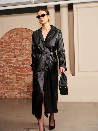 Trench-coat en cuir de luxe Livana | Trench en cuir pour femme – Intemporel et élégant
