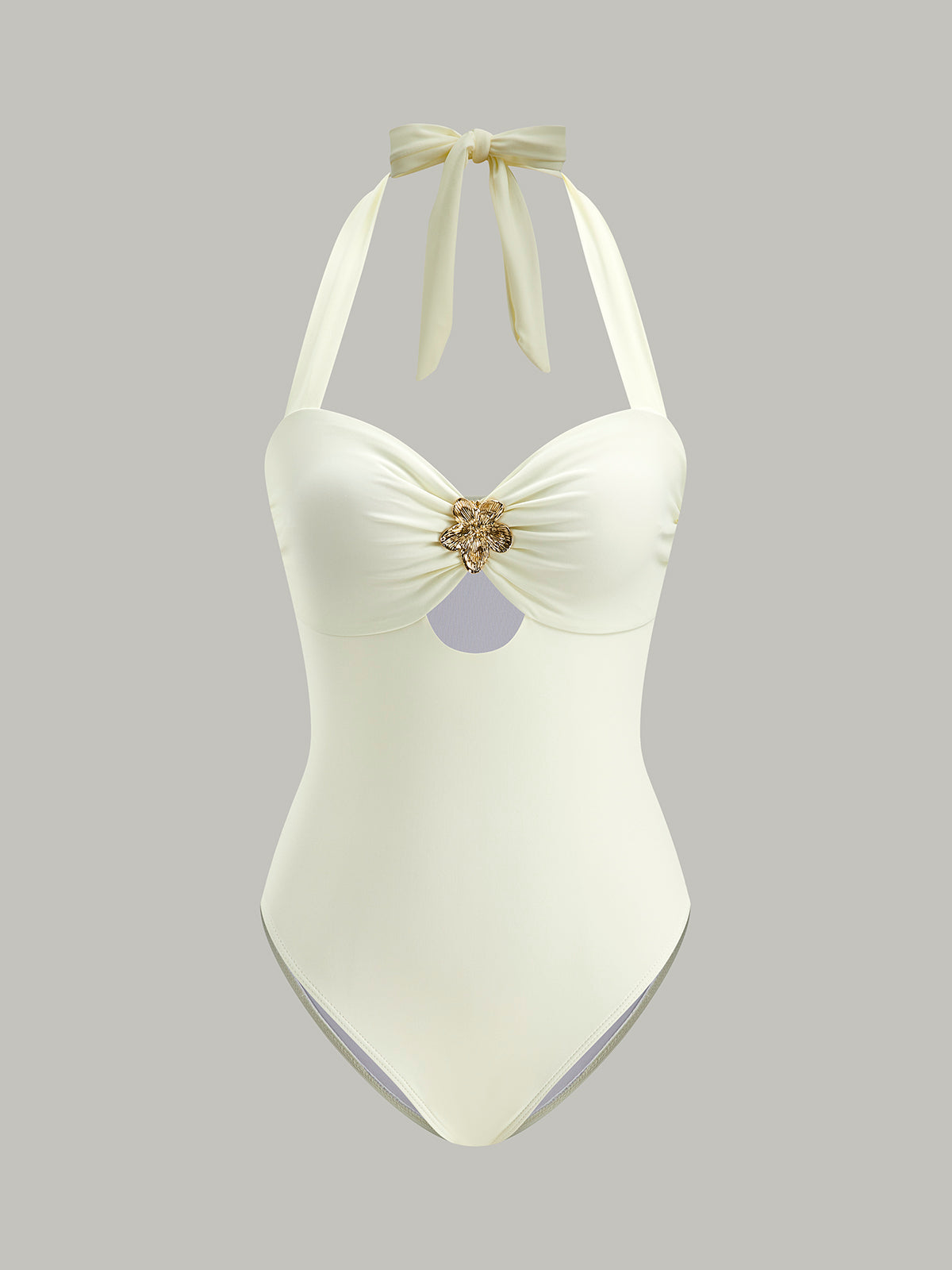 Bellarose Luxury Beige Halter Baddräkt – Elegant Sculpting Fit | Beckers Amsterdam