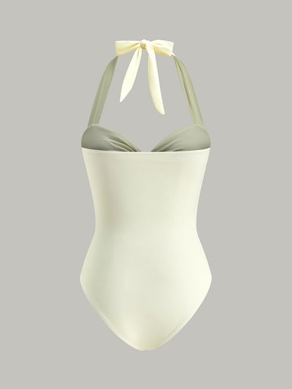 Bellarose Luxury Beige Halter Baddräkt – Elegant Sculpting Fit | Beckers Amsterdam