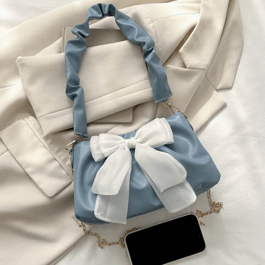 Handtas Blauw  Met Strik