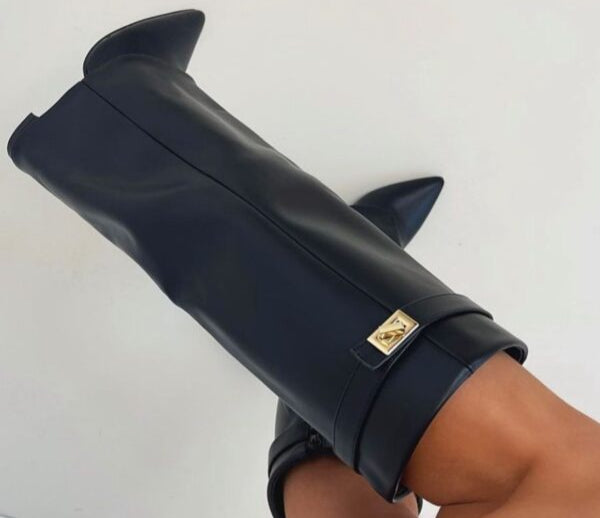 Celeste Tall Boot™ – Elegant Knee-High Boot with Block Heel and Flap Detail | Becker's Amsterdam
