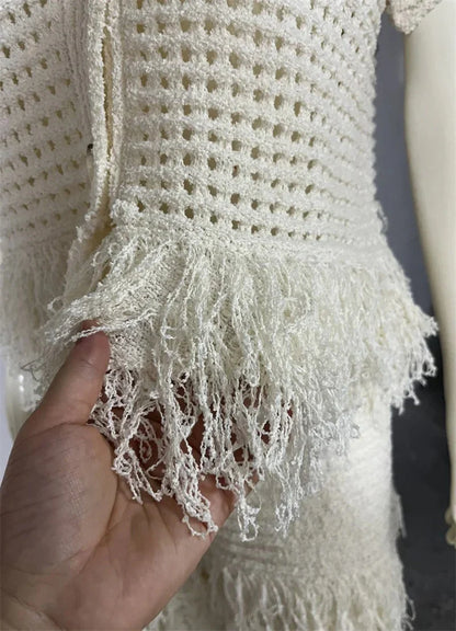 Lyna Co-ord Set – Crochet met Franjes en Minirok | Becker's Amsterdam