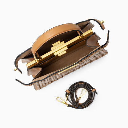 Elorella Handtasche – Veganes Leder, Strukturierter Luxus &amp; Klassischer Drehverschluss