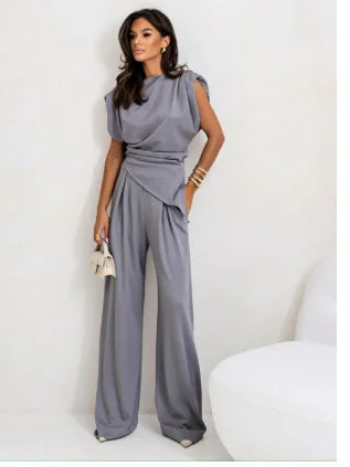 Becker's Amsterdam ™ - Tilburg Elegant Ladies Summer Two -Part σετ με ευρύ παντελόνι