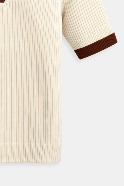 Velina Knitted Polo Top - Colorblock Design With Ribbed Collar | Becker's Amsterdam