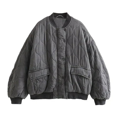 Dames Bomberjack - Gewatteerd Design - Ribboord Kraag - Casual Comfort Fit