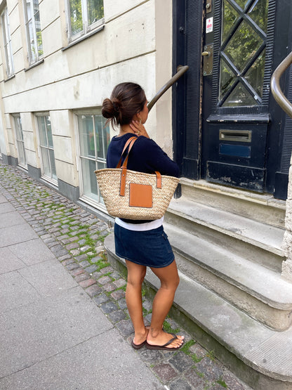 Marisol™ Strandtasche – Geräumige geflochtene Strandtasche in Beige mit braunen Details | Becker's Amsterdam™