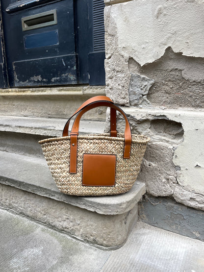 Marisol™ Strandtasche – Geräumige geflochtene Strandtasche in Beige mit braunen Details | Becker's Amsterdam™