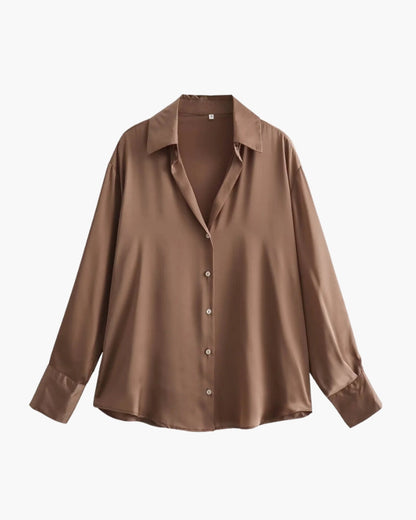 Seraphine Lumière Bluse – Luksus Satin Look Damebluse med knappelukking