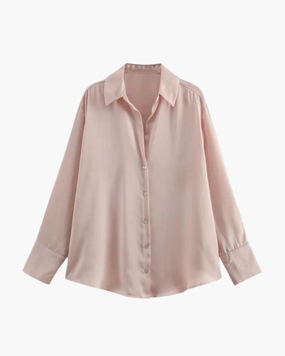 Seraphine Lumière Bluse – Luksus Satin Look Damebluse med knappelukking
