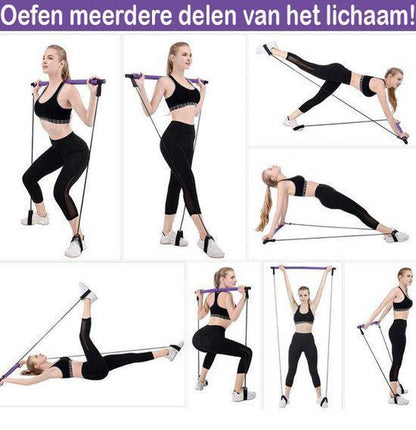 Lichtgewicht paarse Pilates bar met comfortabele foam handgrepen