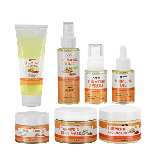 Korean Turmeric Skincare Set: Toner, Cream, Serum &amp; Scrub | Appti™