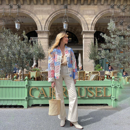 Stijlvolle Damesblazer met Levendige Print, Perfect voor Zomerse Dagen