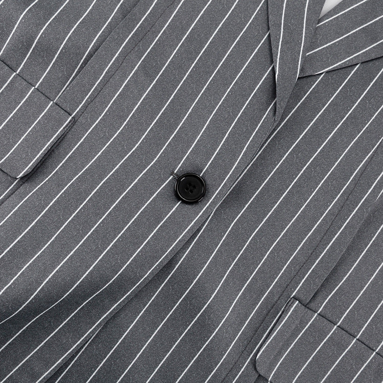 Vera Grey Two-Piece Set – Gray Striped Blazer &amp; Skirt for Women | Trendy &amp; Professional