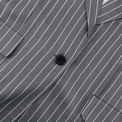 Vera Grey Two-Piece Set – Gray Striped Blazer &amp; Skirt for Women | Trendy &amp; Professional